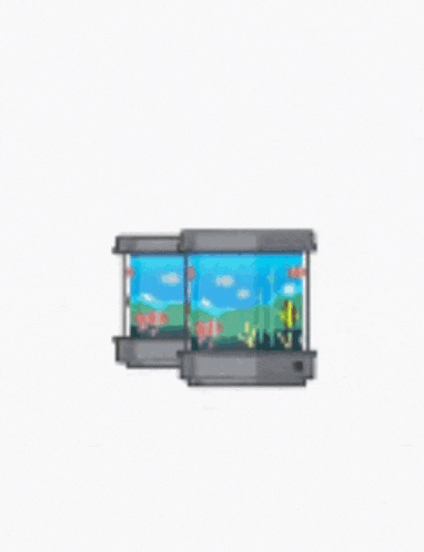 a cartoon illustration of three fish tanks with fish in them