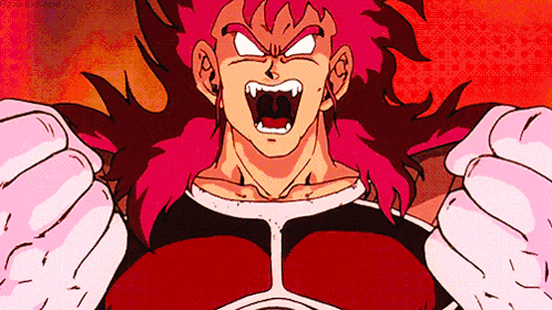 a cartoon character with pink hair and white gloves screaming