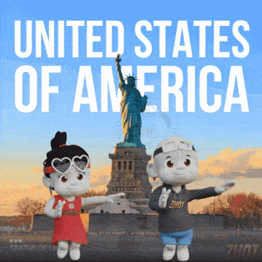 a poster for the united states of america shows a boy and a girl