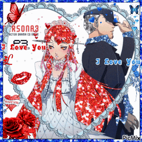 a picture of a man and a woman that says i love you on it