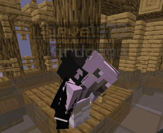 a couple of minecraft characters hugging in front of a sign that says servers72