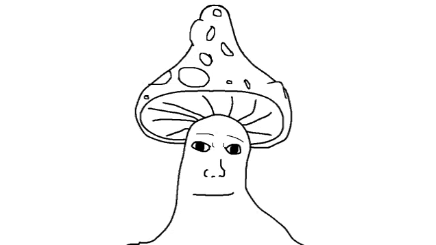 a drawing of a mushroom with a face on it