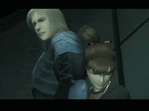 a video game screen shows a man and a woman and the words take some deep breaths