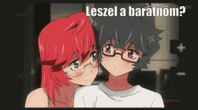 a cartoon of a boy and a girl with the words leszel a baratnom on the bottom
