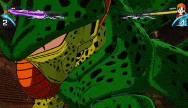 a screenshot of a video game with a character named cell fighting another character