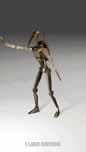 a picture of a robot with the words i like droids below it
