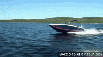 a boat is going through the water with the words make gifs at gifsoup.com on the bottom