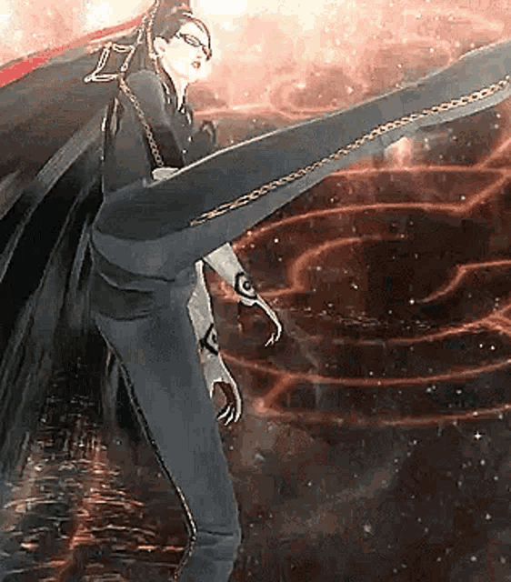 a woman in a video game is holding a long sword