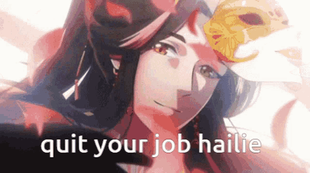 a cartoon of a woman with the words quit your job hailie