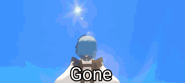 a cartoon character with the word gone written on the bottom