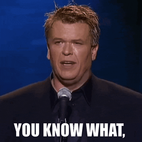 a man speaking into a microphone with the words " you know what " written below him