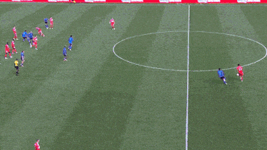 a soccer field with a continental advertisement on the side