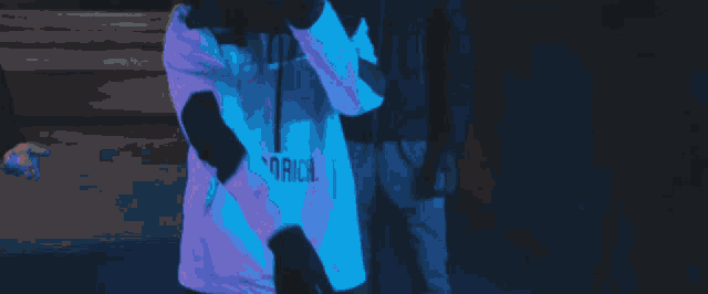 a colorful image of a person with a mask on