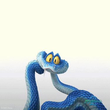 a picture of a blue snake with a disney logo in the corner