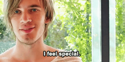 a shirtless young man says i feel special