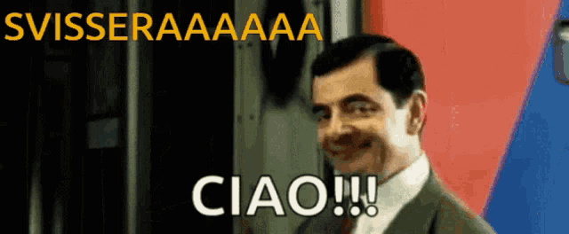 a man in a suit and tie is smiling and says ciao !!!