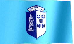 a blue and white flag with the letters f.c.v.
