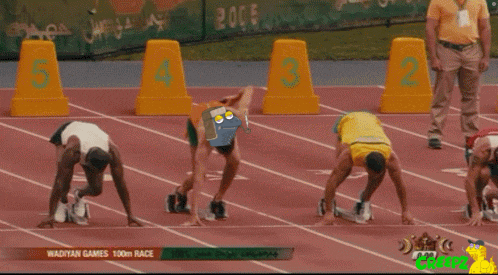 a group of athletes are getting ready to run in a race sponsored by wadiyan games