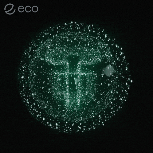 a green circle with a cross inside of it and the word eco on the bottom