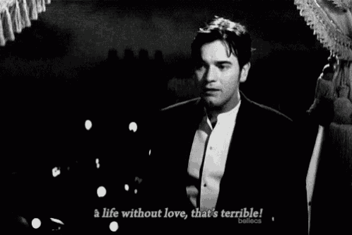 a man in a tuxedo is talking about a life without love that 's terrible .