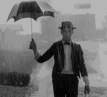 a man is holding an umbrella in the rain .