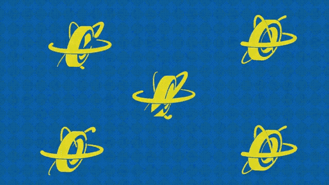 a blue circle with a yellow circle in it