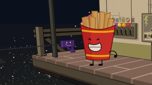 a cartoon drawing of a french fries container