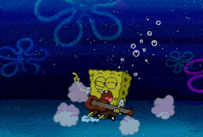 a cartoon of spongebob playing a guitar and singing