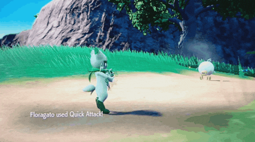 a video game screen shows floragato using quick attack