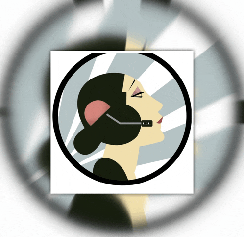 an illustration of a woman wearing a headset with the letters ccc visible