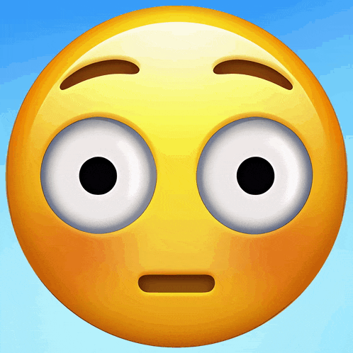 a yellow smiley face with big eyes and a surprised look on its face