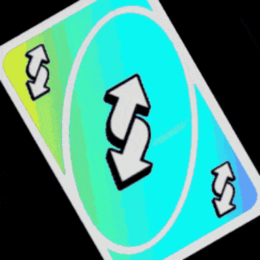 the back of a uno card is shown with arrows pointing to the left and right