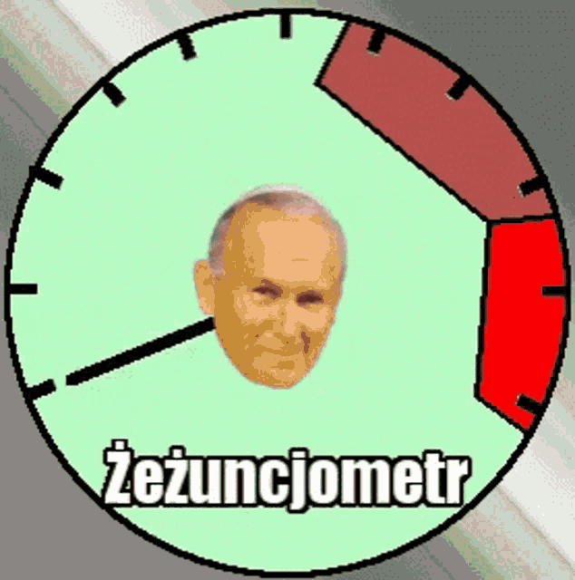 a clock with a man 's face and the word zezuncjometr
