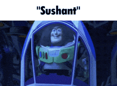 buzz lightyear from toy story is sitting in a blue spaceship