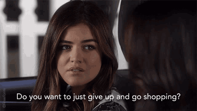 a woman in a car is asking another woman if she wants to give up and go shopping