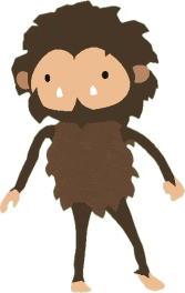 a cartoon of a monkey with a beard and big eyes