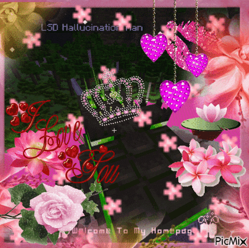 a collage of flowers and hearts with the words love you
