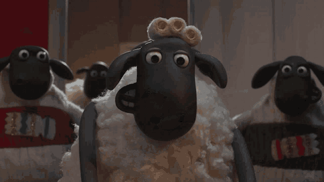 a group of sheep with one wearing a sweater that says ' i love you ' on it