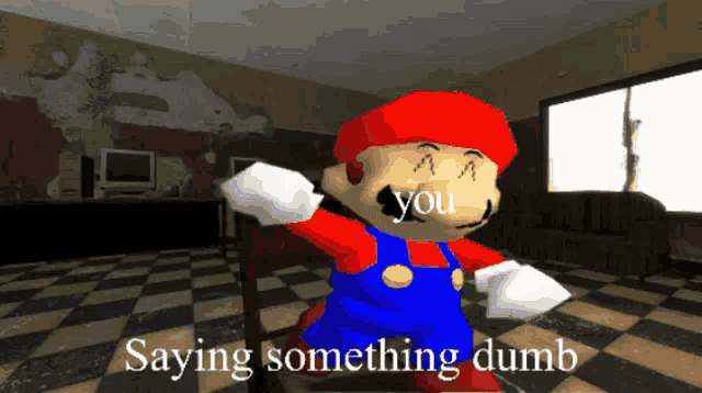 a cartoon character with the words saying something dumb on the bottom