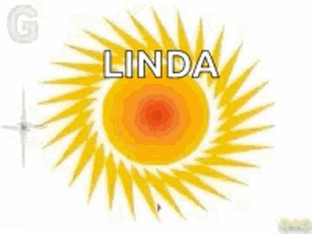 a good morning linda good day greeting card with a sun and a flower .