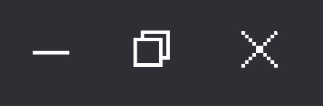 a black background with a few icons on it including a square and an x