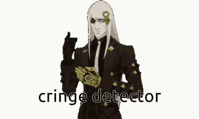 a picture of a man with the words cringe detector on the bottom