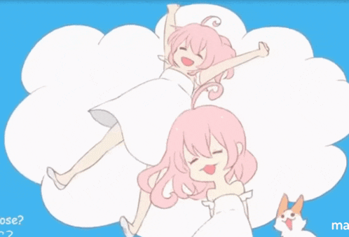 a cartoon of a girl laying on a cloud with the words choose below her