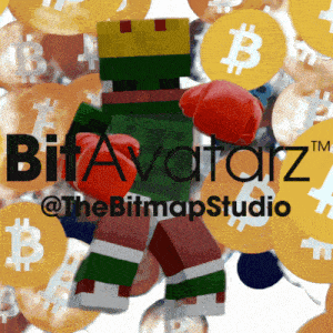 a picture of a person with boxing gloves and the words bit avatarz @thebitmapstudio
