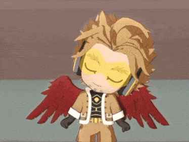 a cartoon character with wings and headphones is sleeping with his eyes closed .