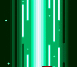 a pixel art of a green light coming out of a hole