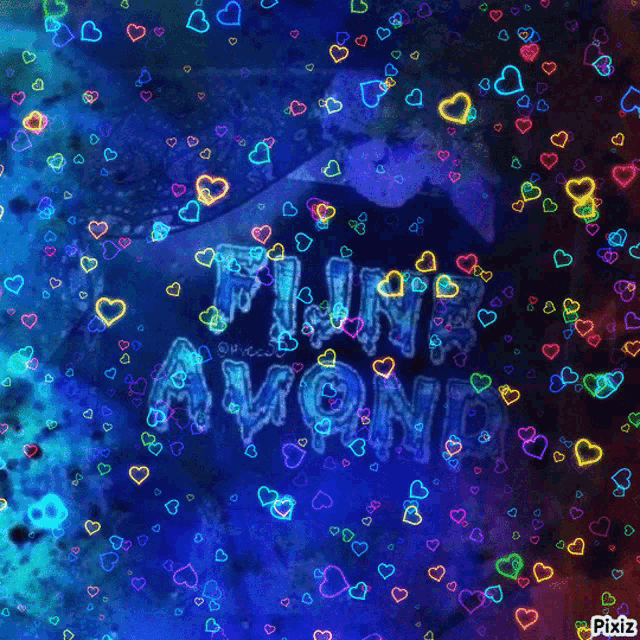 a blue background with hearts and the words " mijn avond "