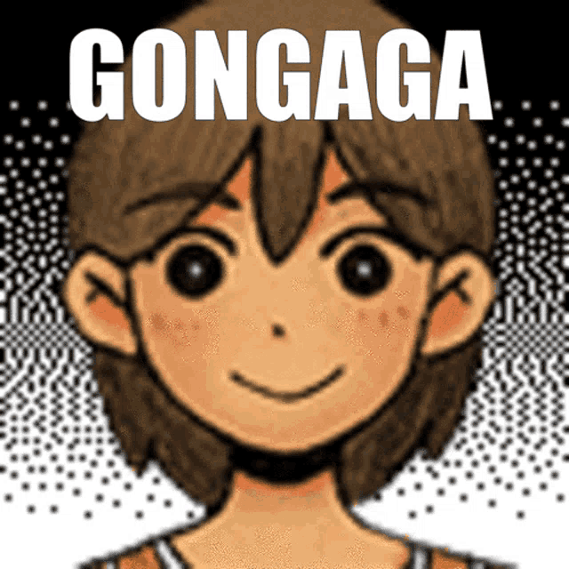 a picture of a boy with the word gongaga written on it