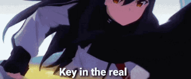 a picture of a girl with the words key in the real written on it