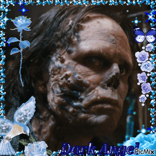 a picture of a man 's face with the words dark angel picmix
